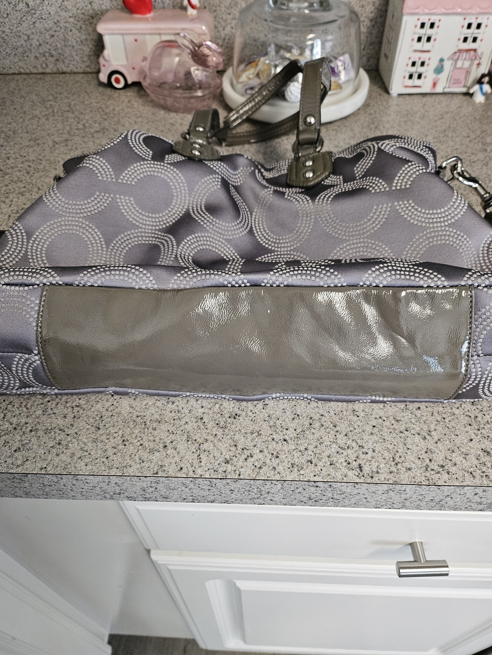 Coach Grey Signature Satchel with Silver Accents - Picture 11 of 13
